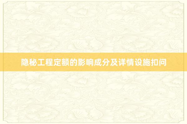 隐秘工程定额的影响成分及详情设施扣问