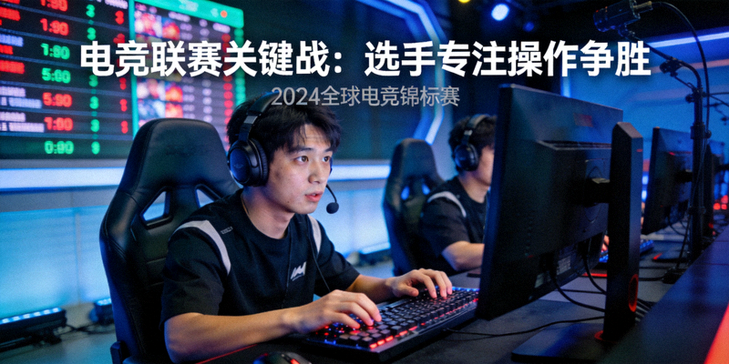 电竞选手在比赛中专注操作的电子竞技新闻报道图片